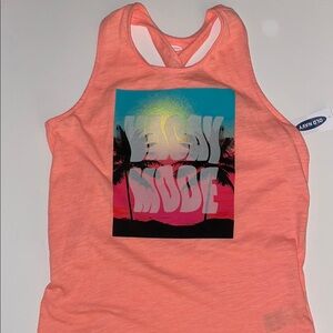 Old Navy Peach Tank Top with Graphic Print Large, NWT